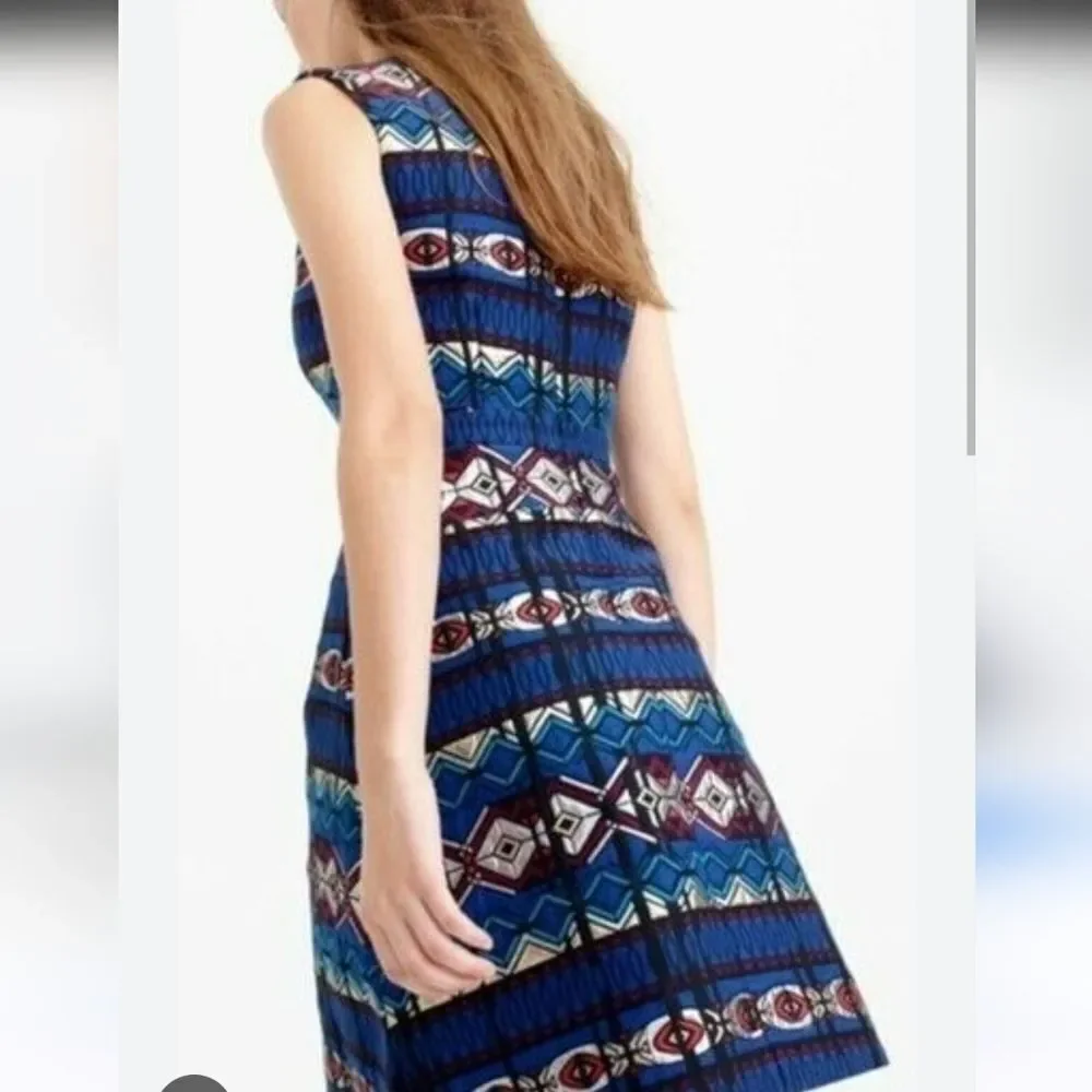 J. Crew Blue Patterned Dress Textured Windowpane Jacquard